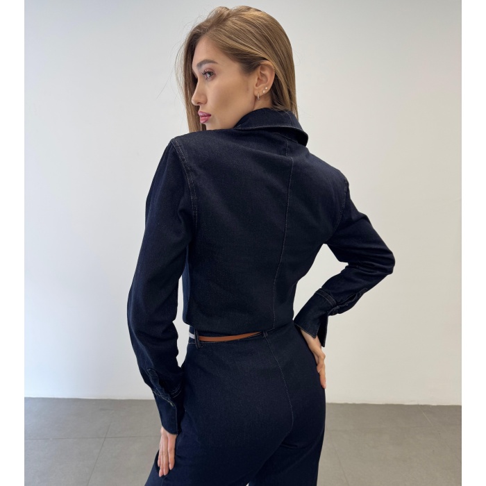 Kemerli Denim Gömlek Pantolon Takım Elbise