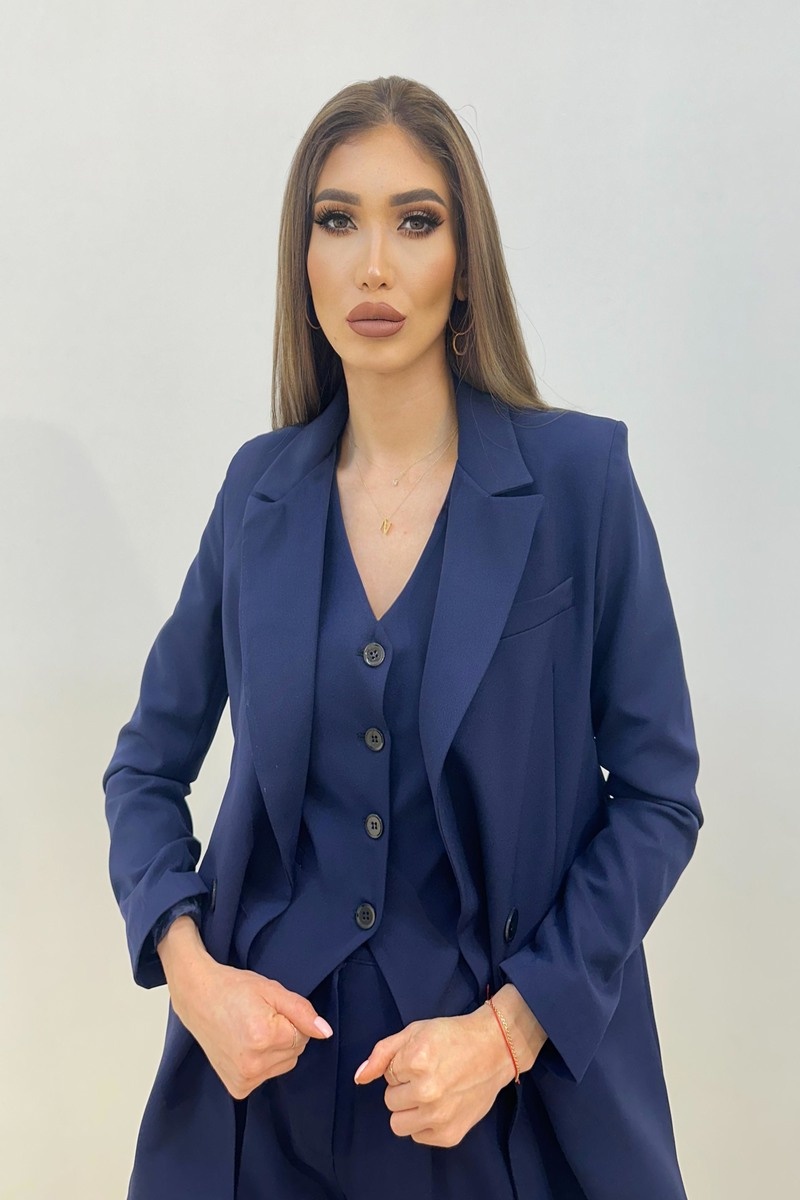 Limited Edition Ceket Yelek Palazzo Pantolon 3 lü Takım Elbise