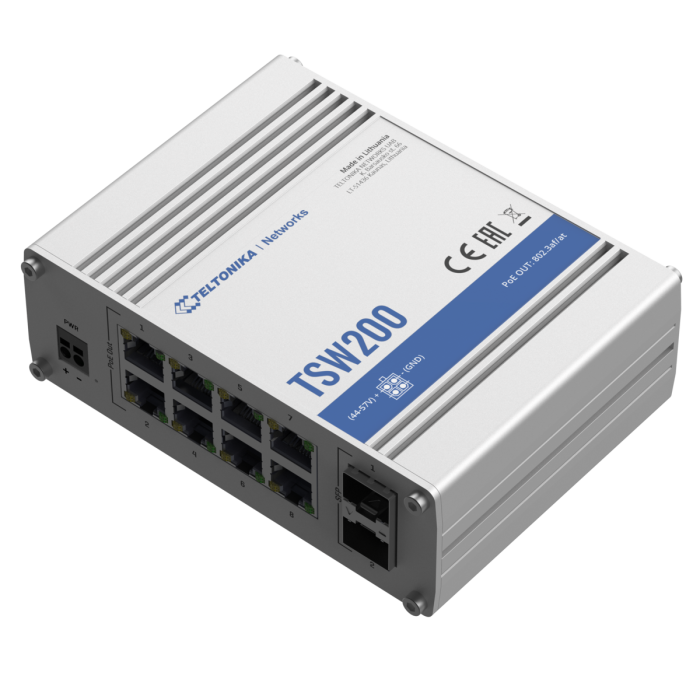 TSW200 TELTONIKA 8 PORT 10/100/1000, 2 SFP PORTS PoE+ SWITCH