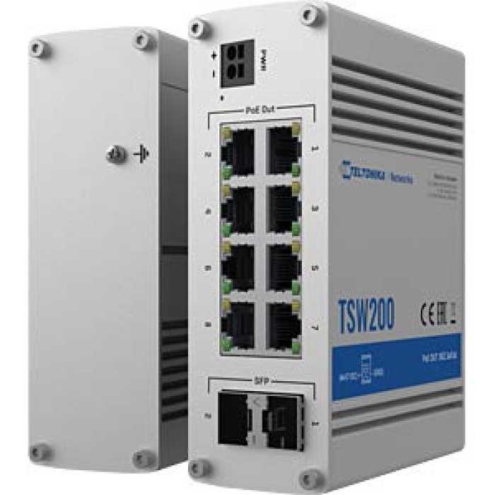 TSW200 TELTONIKA 8 PORT 10/100/1000, 2 SFP PORTS PoE+ SWITCH