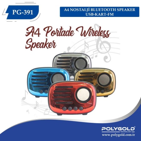 PG-391 A4 NOSTALJİ BLUETOOTH SPEAKER USB-KART-FM