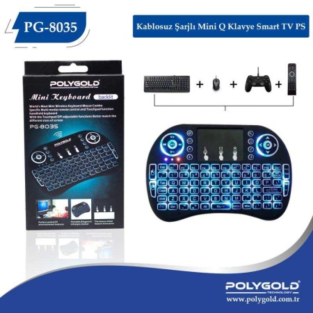 Polygold PG-8035 Wireless TV Klavye + Touch Pad