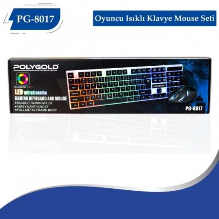 PG-8017 Oyuncu Isıklı Klavye Mouse Seti