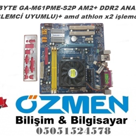 GIGABYTE GA-M61PME-S2P AM2+ DDR2 ANAKART (X6 İŞLEMCİ UYUMLU)+ amd athlon x2 işlemci+fan
