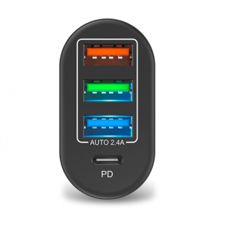 USLİON 3 USB + Type-C Giriş 48W PD Hızlı Şarj Başlık Şarj Adaptörü siyah