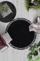 Siyah Yuvarlak Puffy Peluş Yıkanabilir Halı