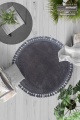 Antrasit Yuvarlak Puffy Peluş Yıkanabilir Halı