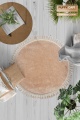 Cappicino Yuvarlak Puffy Peluş Yıkanabilir Halı