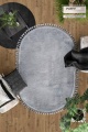 Gri Oval Puffy Peluş Yıkanabilir Halı