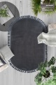 Antrasit Oval Puffy Peluş Yıkanabilir Halı