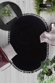 Siyah Oval Puffy Peluş Yıkanabilir Halı