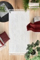 Beyaz Yolluk Puffy Peluş  Yıkanabilir Halı