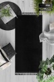 Siyah Yolluk Puffy Peluş Yıkanabilir Halı