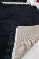 Lüx Siyah Puffy Peluş Deri Taban Yıkanabilir Halı