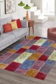 Patchwork Renkli Lüx Şönil Yıkanabilir Dokuma Kilim Halı