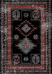 Kenza Black-Vintage Etnik Desen Oriental Dekoratif Halı