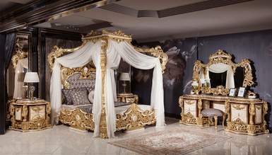 Lüks Aspendos Cibinlikli Klasik Yatak Odası
