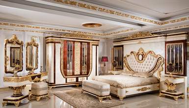 Safir Altın Varaklı Yatak Odası