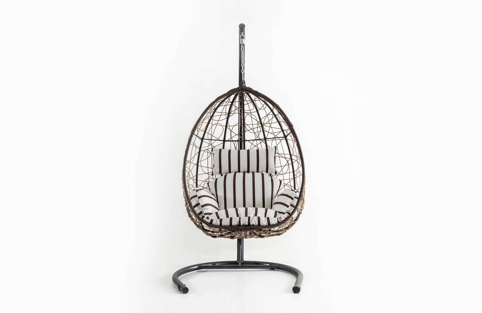 Rattan Bahçe - Balkon Salıncağı Kahve Krem - Zebra Minder CV-15 Salıncak