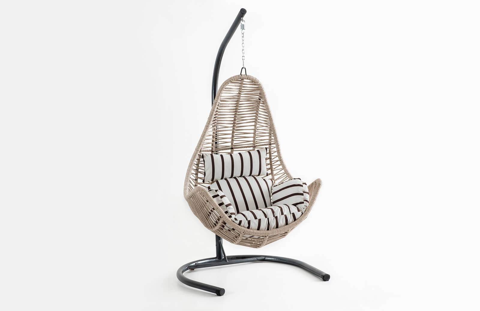 Rattan Bahçe - Balkon Salıncağı Krem - Zebra Minder CV-38 Salıncak