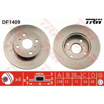 FREN DISKI ON DUZ 238-4 -(TOYOTA  COROLLA 88>92 1.3 AE92   