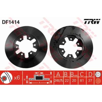 FREN DISKI ON HAVALI 250-6 -(NISSAN  D21 90>97   D22 98>02  