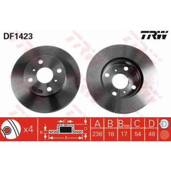 FREN DISKI ON HAVALI 238-4 -(TOYOTA  COROLLA 88>92  1.3-1.6 AE92   