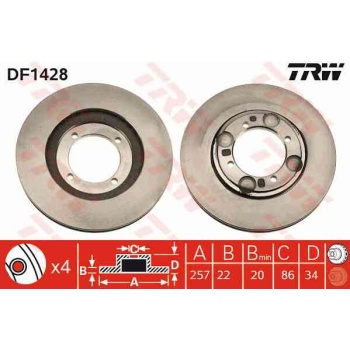 FREN DISKI ON HAVALI-(257-4 -(HYUNDAI  ELANTRA 90>95  