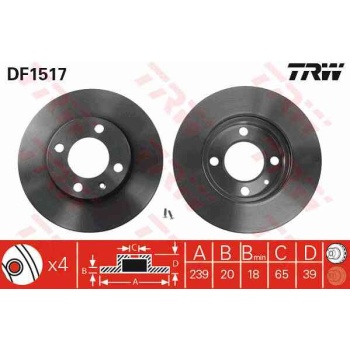 ON FREN DISKI-239×20 4×100 VW GOLF 75-98  PASSAT 81-88  POLO 82-94  POLO CLS 97-02 