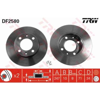 FREN DISKI ARKA DUZ 247 MM  PEUGEOT   405 1.8 1.9 2.0  