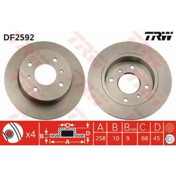 FREN DISKI ARKA DUZ-(258-4 -(NISSAN  PRIMERA-P11 96>02   PRIMERA-P10 90>96   ALMERA 00>06  