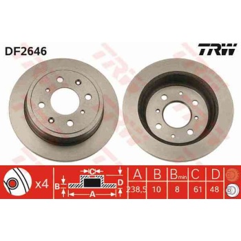 FREN DISKI ARKA DUZ 239-4 -(HONDA  ACCORD 86>89   CIVIC 88>95   CRX 88>91   ROVER-200 90>00   ROVER-400 90>00   ROVER-25 00>06   ROVER-45 00>06  