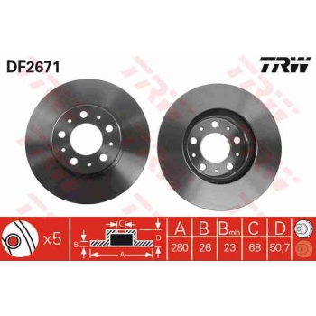 FREN DISKI ON HAVALI 280MM  VOLVO   8V0-- 940     C70     S70     S90     570     590  