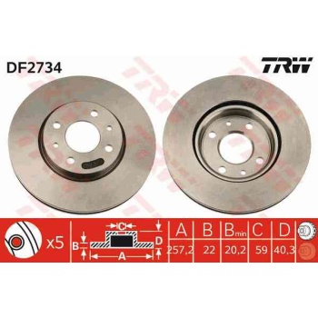 FREN DISKI ON HAVALI 257 MM-(FIAT  FIORINO 1.4 08>   BRAVO 2 1.4 LPG  DOBLO 05>   STILO 1.4-1.6 02>06   500 1.4-1.3 MJTD 07>   PANDA 12>  