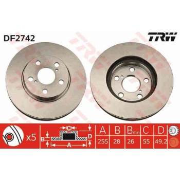FREN DISKI ON HAVALI-(255-5 -(TOYOTA   CARINA-E  97>>    ESKI NO  DF2684 