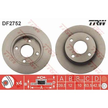 FREN DİSKİ ÖN 240MM (HAVALANDIRMA KANALSIZ FORD   FİESTA KA 96-  (MAZDA  121  