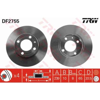 ON FREN DISKI-239×10 4×100 VW POLO 95-00 