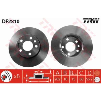 ON FREN DISKI-15 JANT-282×18 5×112 VW TRANSPORTER 96-04 