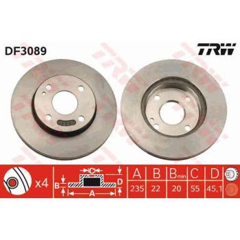 FREN DISKI ON HAVALI 235-4 -(MAZDA  323-FAMILYA 98>02  