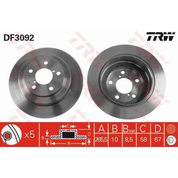 FREN DISKI ARKA DUZ-(266-5 -(SUBARU  FORESTER 98>10   IMPREZA 98>   LEGACY 98>  