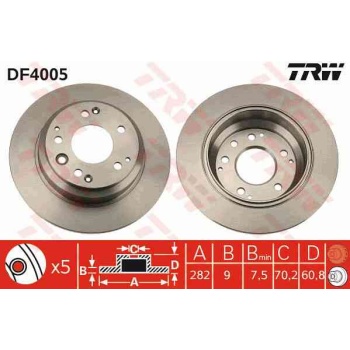 FREN DISKI ARKA DUZ-(282-5 -(HONDA  LEGEND 96>11   SHUTTLE 94>02   
