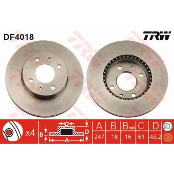 FREN DISKI ON HAVALI 247-4 -(NISSAN  ALMERA 95>00 1.6-2.0  