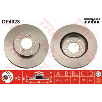 FREN DISKI ON HAVALI 282-5 -(HONDA  CRV 1997>2001   HRV 1999>2006   