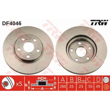 FREN DISKI ON HAVALI-(260-5 -(TOYOTA  AVENSIS 97>02  