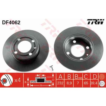 ARKA FREN DISKI-232×90 4×100 VW POLO 00-02 