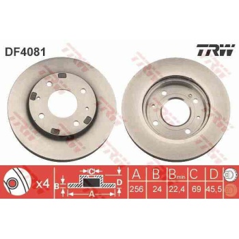 FREN DISKI ON HAVALI-(256-4 -(MITSUBISHI  CARISMA 96>06 1.8   GALANT 92>02   VOLVO S40-540  