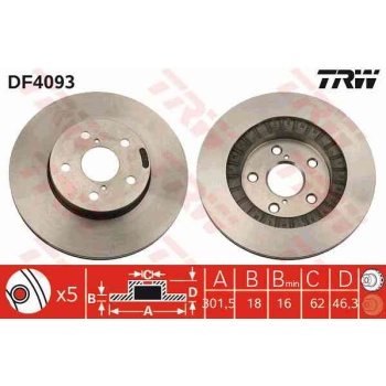 FREN DISKI ON HAVALI-(302-5 -(TOYOTA  RAV4 96>00 2.0  