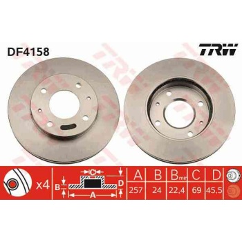 FREN DISKI ON HAVALI-(257-4 -(HYUNDAI  SONATA 98>01  