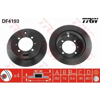 FREN DISKI ARKA DUZ-(262-4 -(MITSUBSIHI  LANCER 03>11   GALANT 92>00  