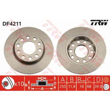 ARKA FREN DISKI-255×12 5×112 AUDI A4 01-08  SEAT EXEO 09-14 